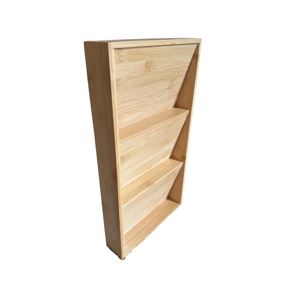 Bamboo Spice Rack Drawer Organizer 3 Tier Natural Wood 15x8x2  New Without Tags